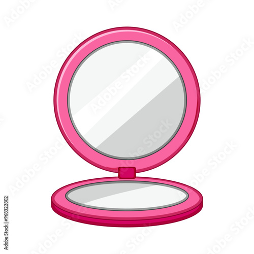 travel compact mirror cartoon. makeup beauty, reflection pocket, purse cosmetic travel compact mirror sign. isolated symbol vector illustration