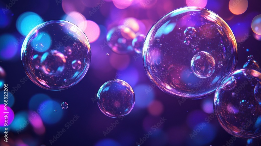 Abstract Bubbles with Neon Lights Abstract Bubbles with Neon Lights