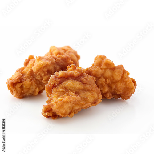 Close up Fresh fried chicken on white background.
