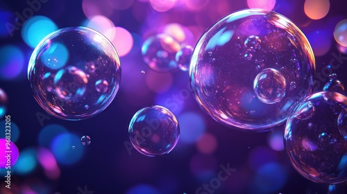 Wallpaper Mural Abstract Bubbles with Neon Lights Torontodigital.ca