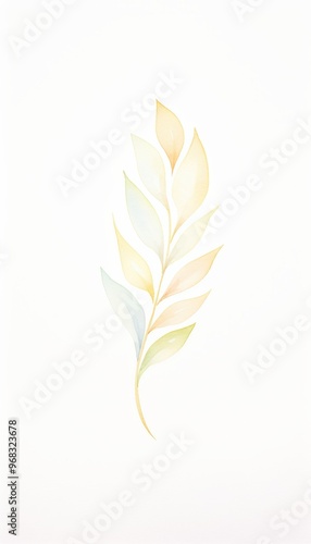 Delicate watercolor leaf illustration with soft pastel colors, perfect for botanical decor and nature-inspired designs.