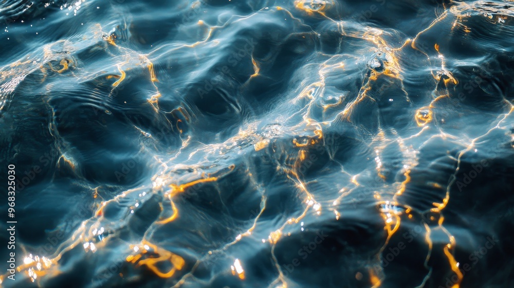 Fototapeta premium Abstract Sunlit Ripples on Deep Blue Water