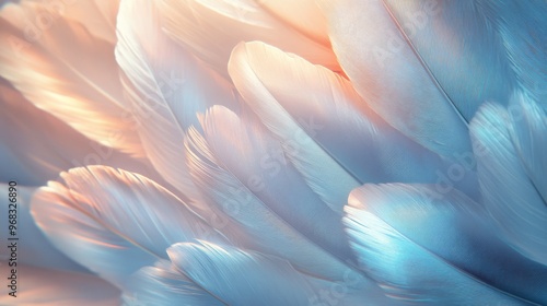 Close-up of Soft, Layered Blue and White Feathers