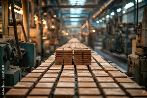 Brick Production Line in Industrial Factory Setting photo