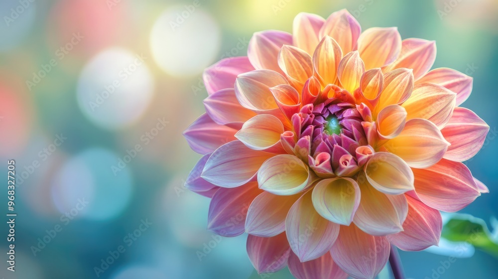 Stunning close-up of a colorful flower blooming in the garden, showcasing vivid hues and delicate petals against a soft, natural background Stunning close-up of a colorful flower blooming in the garden, showcasing vivid hues and delicate petals against a soft, natural background
