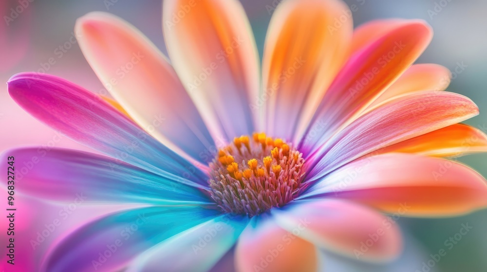 Stunning close-up of a colorful flower blooming in the garden, showcasing vivid hues and delicate petals against a soft, natural background Stunning close-up of a colorful flower blooming in the garden, showcasing vivid hues and delicate petals against a soft, natural background