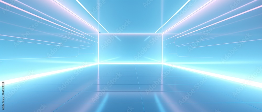 Abstract Blue Room with Glowing Lines Abstract Blue Room with Glowing Lines