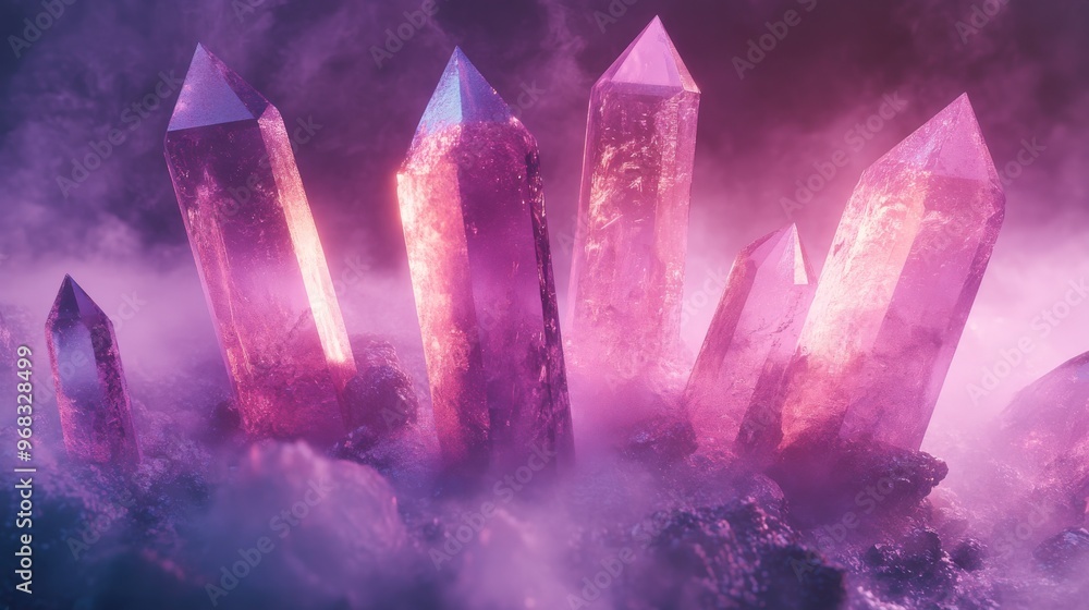 Crystalline Formations Emerging from a Purple Mist Crystalline Formations Emerging from a Purple Mist