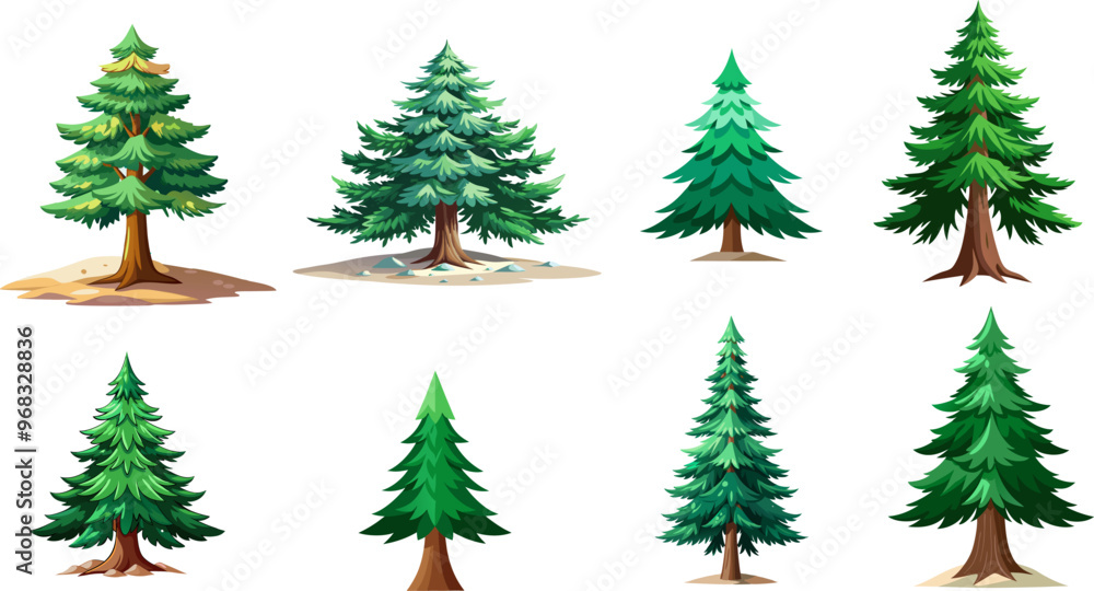 Fototapeta premium Christmas tree set, green tree vector isolated on white background.vector eps 10