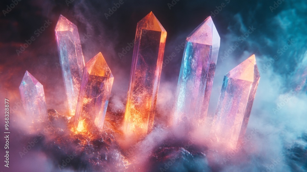 Mystical Crystalline Formation Bathed in Ethereal Light Mystical Crystalline Formation Bathed in Ethereal Light