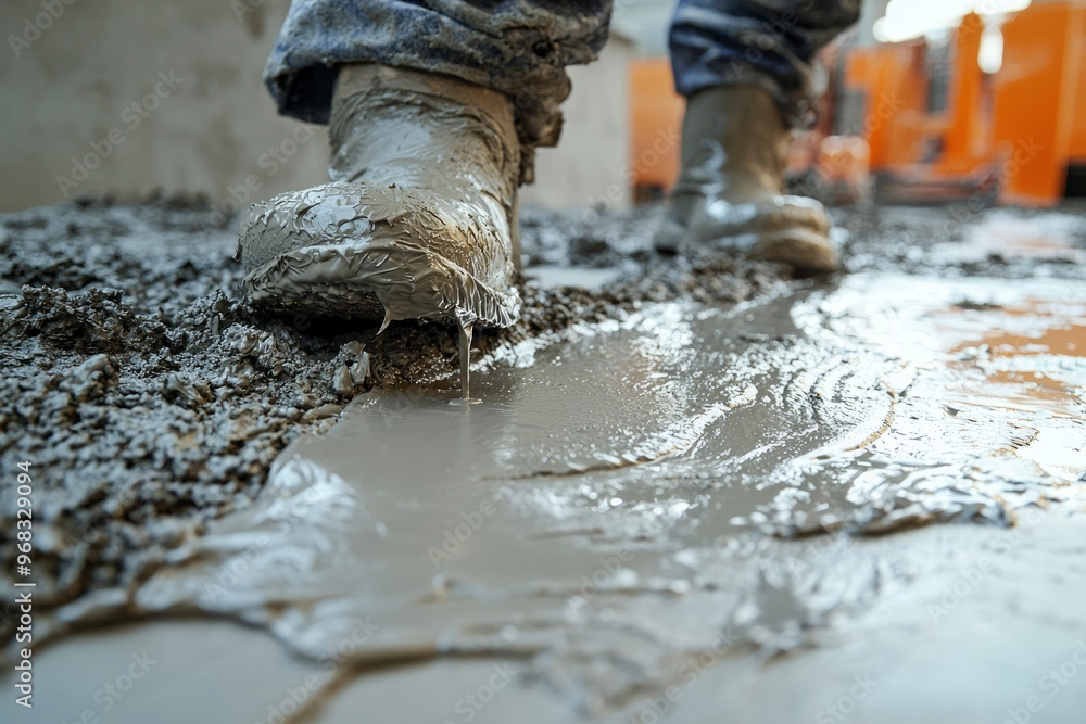 A Boot Stuck in Wet Cement During Construction A Boot Stuck in Wet Cement During Construction