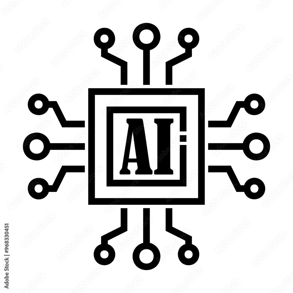 AI cpu Line Icon AI cpu Line Icon