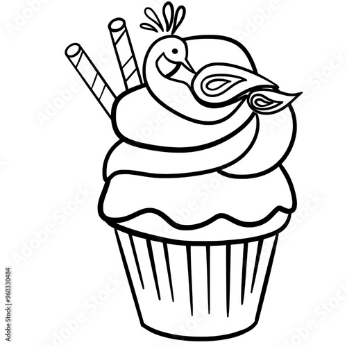 Peacock Diwali Cake Outline