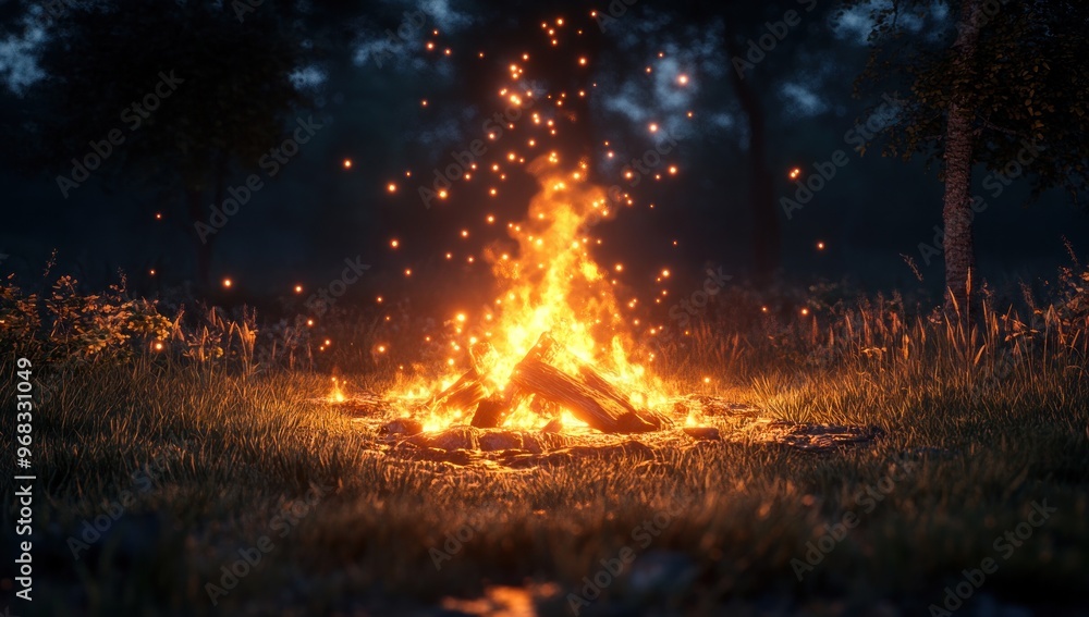 Campfire In The Forest At Night Campfire In The Forest At Night