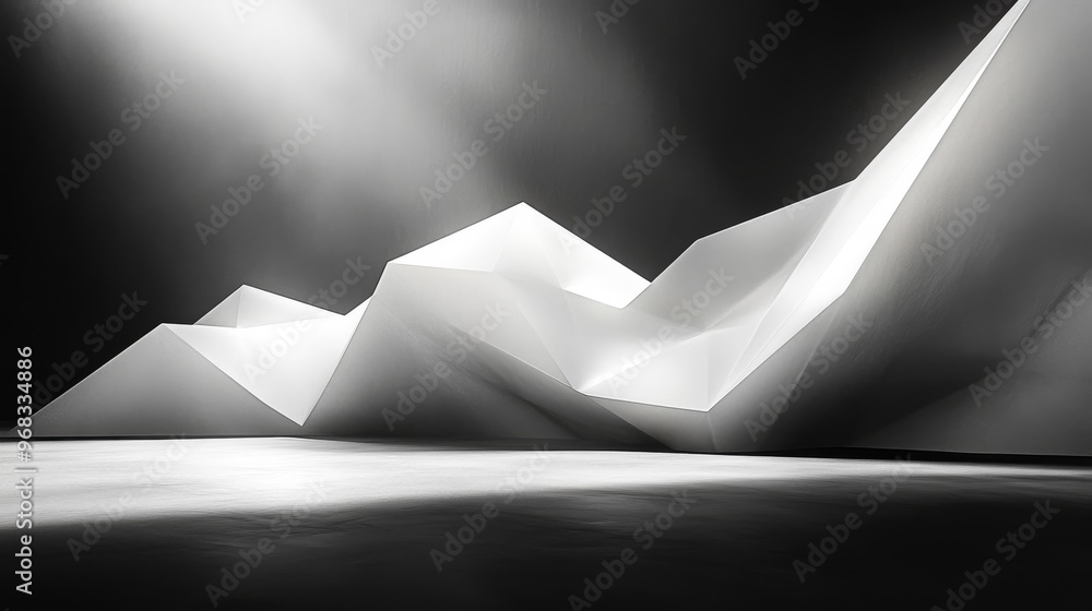 Abstract White Geometric Shapes Illuminated by a Single Light Source Abstract White Geometric Shapes Illuminated by a Single Light Source