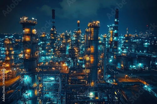 Wallpaper Mural An Aerial View of an Illuminated Industrial Complex at Night Torontodigital.ca