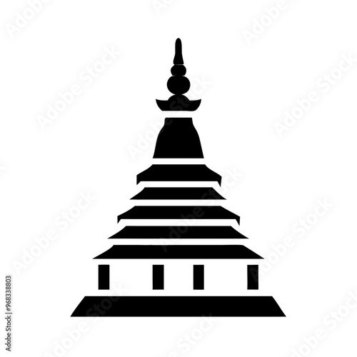 Temple Silhouette Icon with Transparent Background