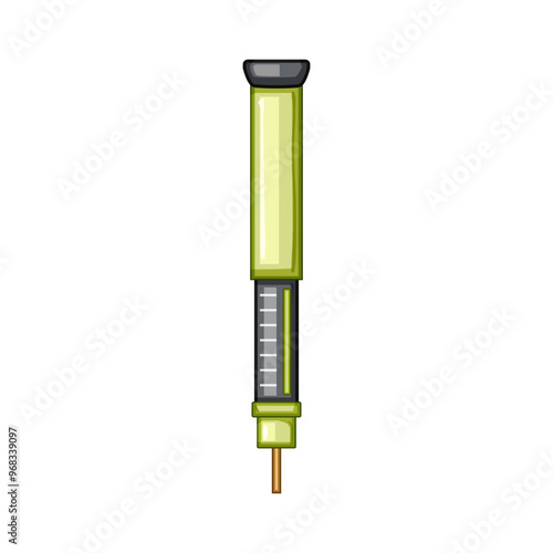 diabetes insulin pen cartoon. injection needle, cartridge dosage, convenient therapy diabetes insulin pen sign. isolated symbol vector illustration