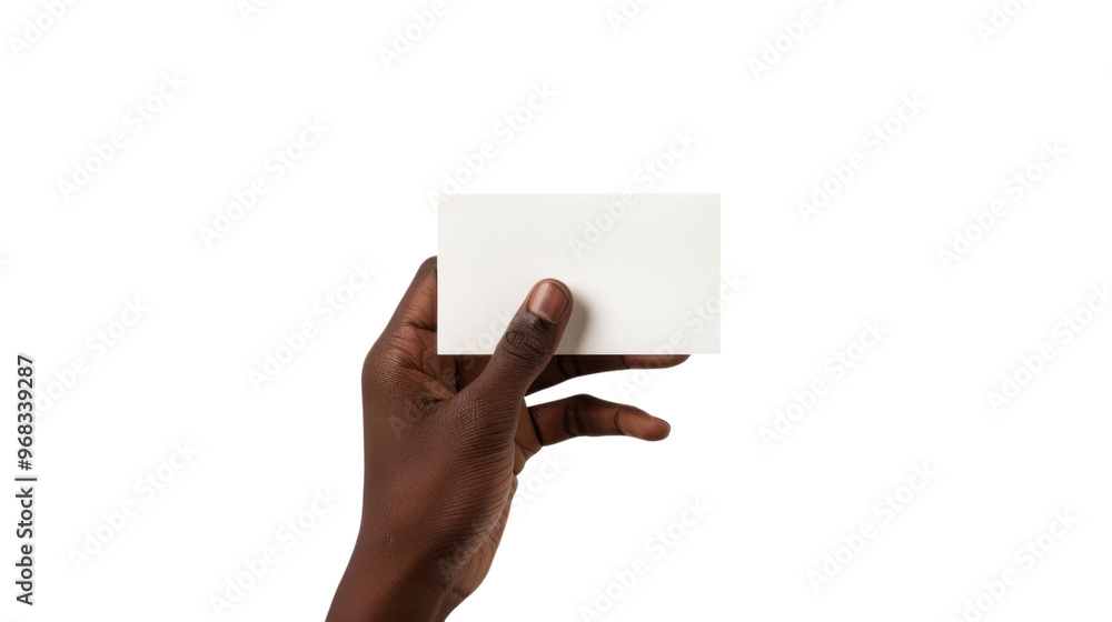 Obraz premium Hand hold blank card on transparent background