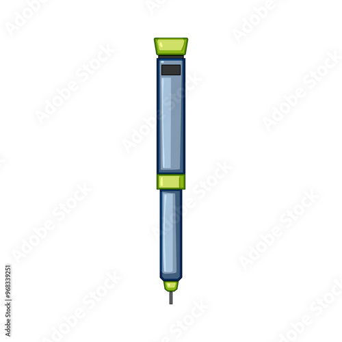 injection insulin pen cartoon. needle cartridge, dosage convenient, therapy glucose injection insulin pen sign. isolated symbol vector illustration