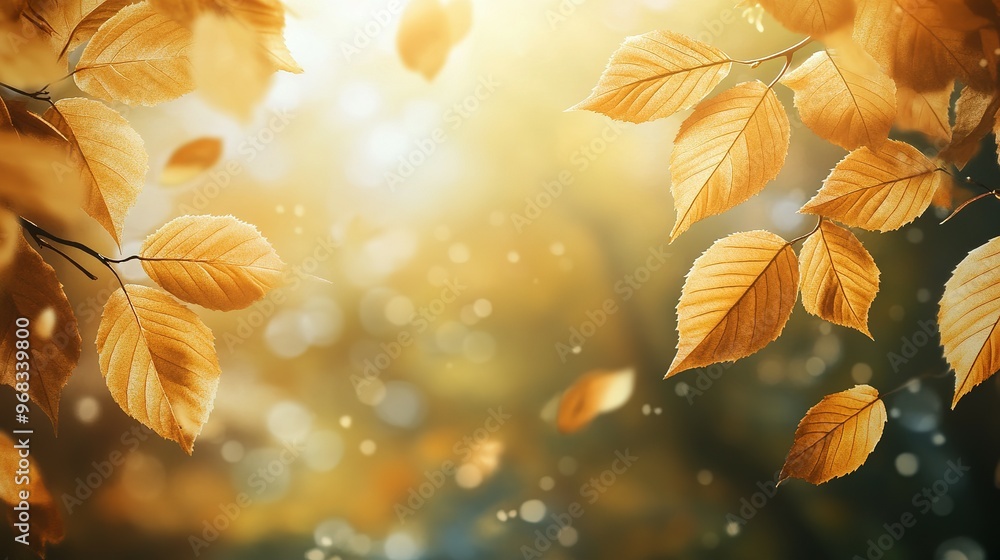 Golden Autumn Leaves with Sunlit Backdrop Golden Autumn Leaves with Sunlit Backdrop