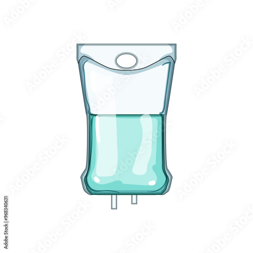 saline iv drip bag cartoon. hydration medical, patient treatment, intravenous fluid saline iv drip bag sign. isolated symbol vector illustration