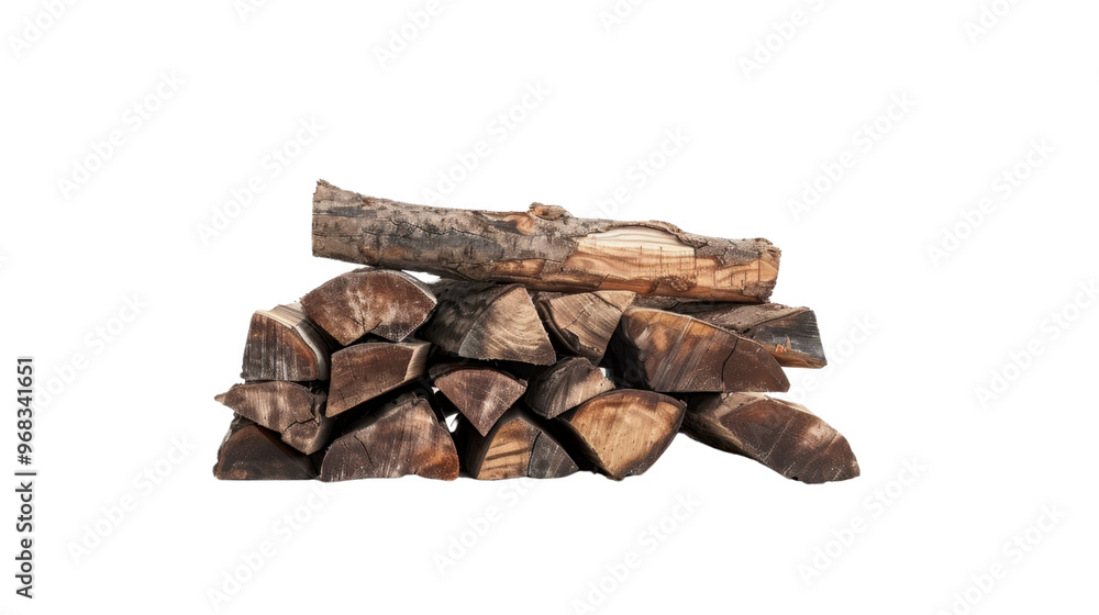 Stacked firewood on transparent background Stacked firewood on transparent background