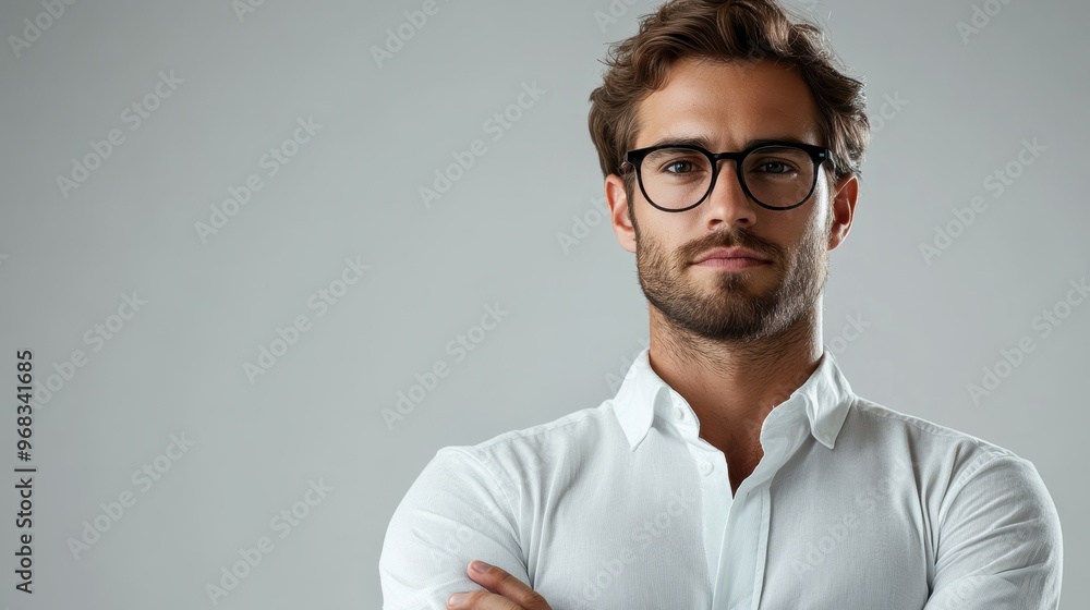 Full body shot of a determined professional, their shoulders squared and gaze resolute, isolated on a white background Full body shot of a determined professional, their shoulders squared and gaze resolute, isolated on a white background