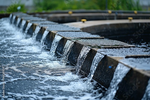 Water Cascading Over Concrete Steps