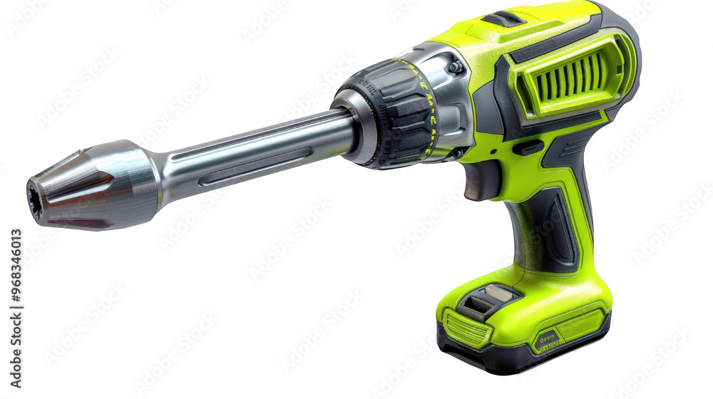 Green and black cordless drill isolated transparent background Green and black cordless drill isolated transparent background