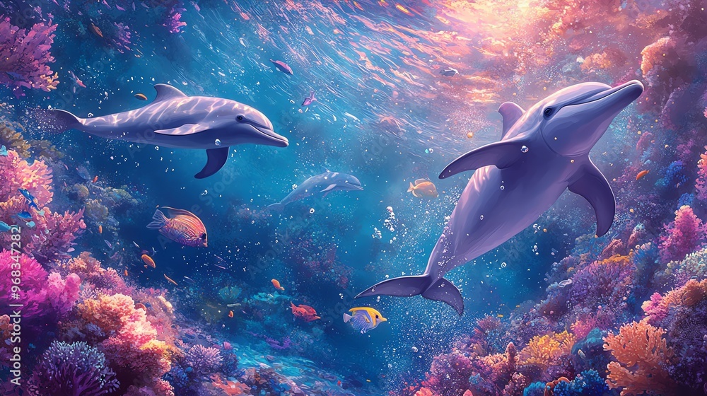 Obraz premium A high-angle view of a whimsical underwater world