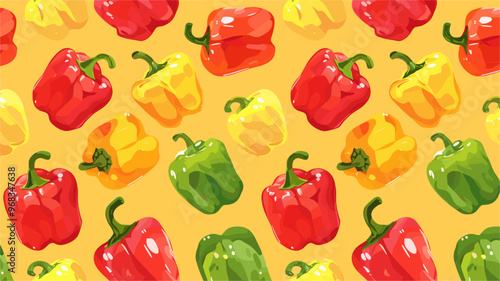 Colorful red, green and yellow bell pepper pattern background