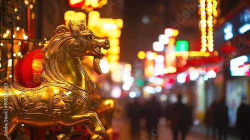 Gambling Theme Featuring a Golden Horse, Combining Elements of Luck and Luxury in a Vibrant Design