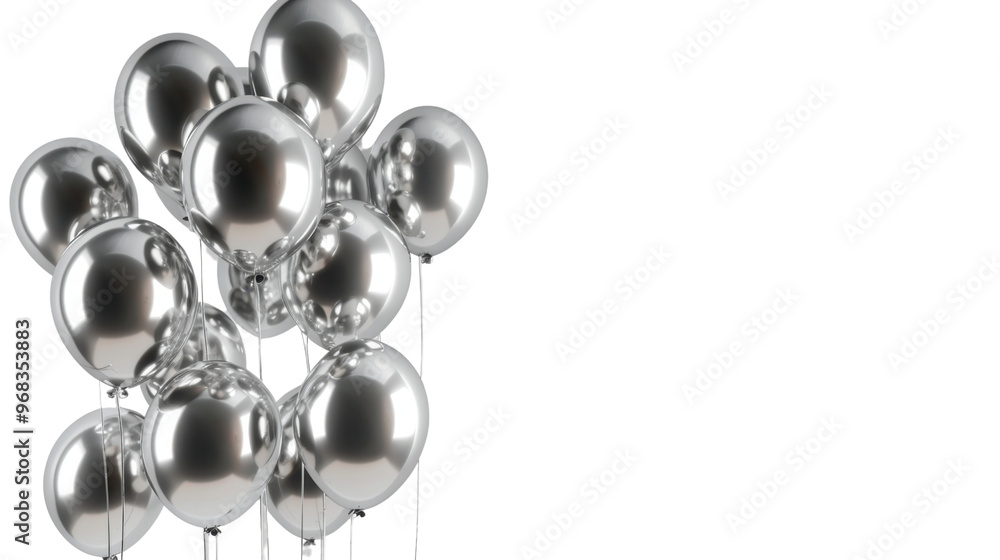 Fototapeta premium Silver balloons on a transparent background