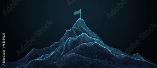 Digital Mountain Peak with a Flag