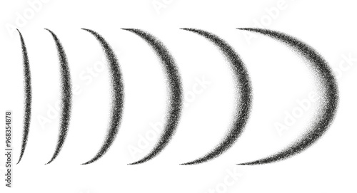 Wave shadows from different angles. Noise grain background, pointillism dots gradient or dotwork pattern, vector stipple effect. Grain noise halftone or grainy texture or dotwork grain noise.