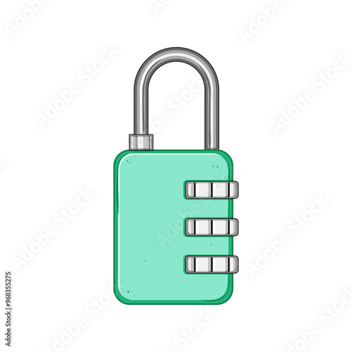 combination luggage lock cartoon. pad keyless, durable portable, anti theft combination luggage lock sign. isolated symbol vector illustration