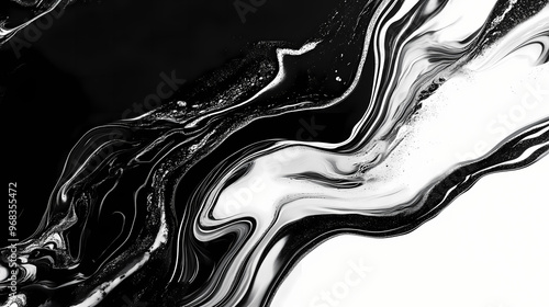 Fototapeta Naklejka Na Ścianę i Meble -  Minimal black and white texture wallpaper with abstract fluid shapes. concept minimalism, black and white, wallpaper, abstract, fluid shapes. High Contrast. Illustration