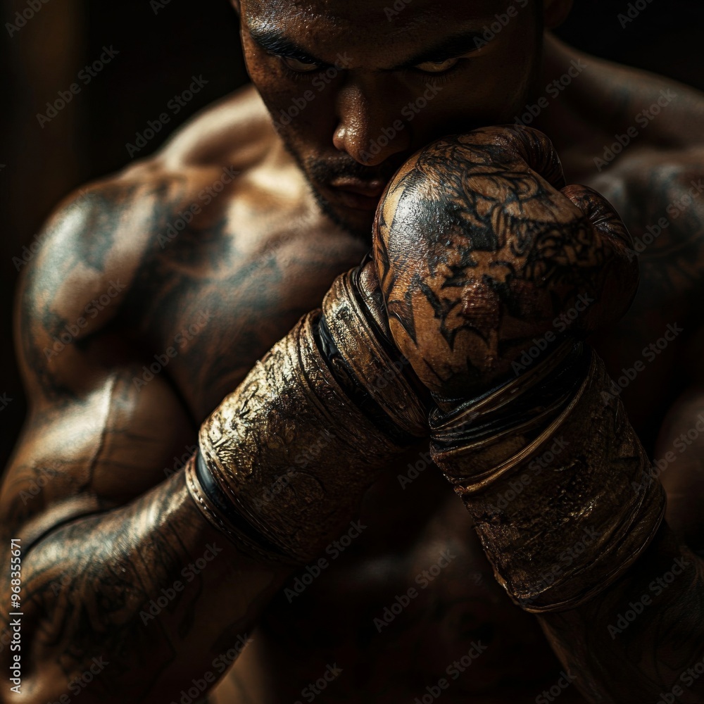 Intricate Muaythai Boxer Wrapping Hands Intricate Muaythai Boxer Wrapping Hands