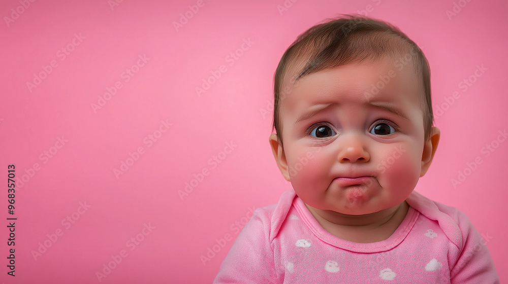 Baby girl is making a sad face and pouting her lip Baby girl is making a sad face and pouting her lip