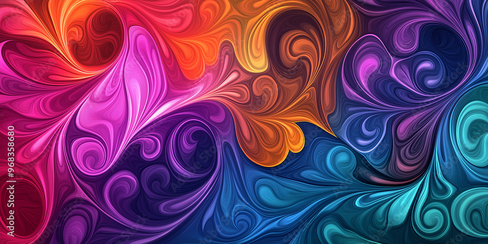 Colorful abstract swirls flowing seamlessly together background Colorful abstract swirls flowing seamlessly together background