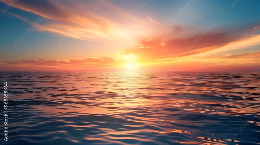 A sunset over ocean A sunset over ocean
