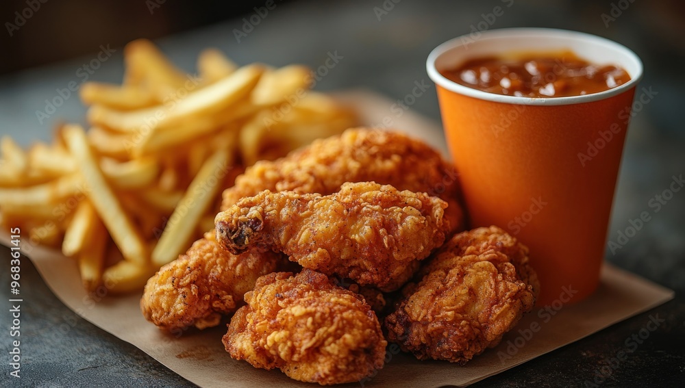 Crispy Chicken and Fries with Dipping Sauce Crispy Chicken and Fries with Dipping Sauce