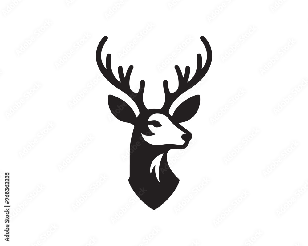 Deer head icon symbol vector illustration. Deer silhouette logo black and white. Deer logo vector template. Deer head icon symbol vector illustration. Deer silhouette logo black and white. Deer logo vector template.