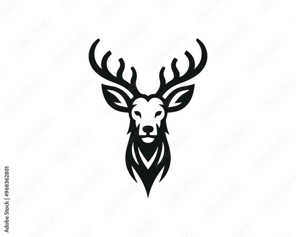 Deer head icon symbol vector illustration. Deer silhouette logo black and white. Deer logo vector template. Deer head icon symbol vector illustration. Deer silhouette logo black and white. Deer logo vector template.
