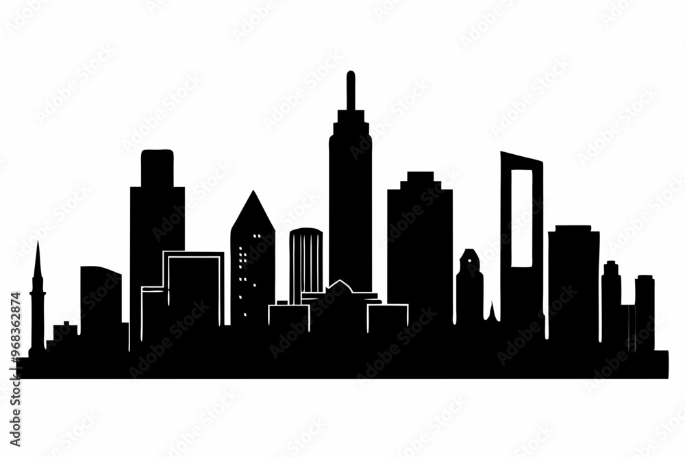 Naklejka premium Houston City Skyline Silhouette, City buildings black Silhouette vector 