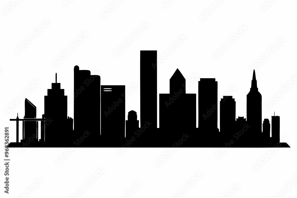 Houston City Skyline Silhouette, City buildings black Silhouette vector Houston City Skyline Silhouette, City buildings black Silhouette vector