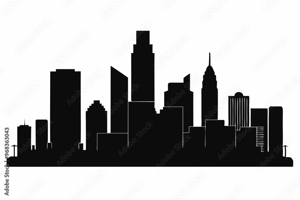 Houston City Skyline Silhouette, City buildings black Silhouette vector Houston City Skyline Silhouette, City buildings black Silhouette vector