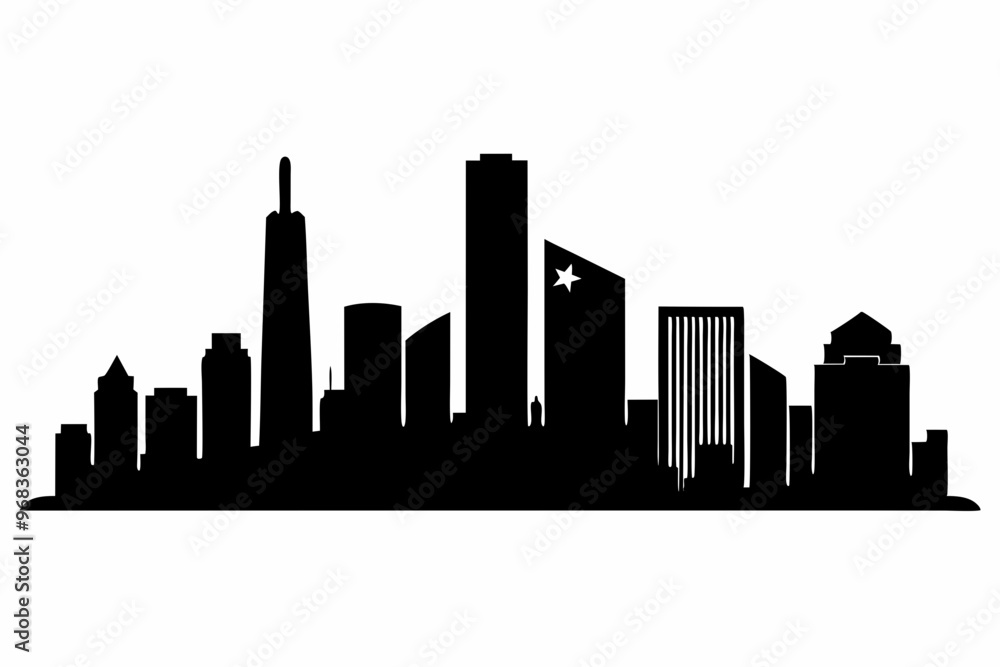 Houston City Skyline Silhouette, City buildings black Silhouette vector Houston City Skyline Silhouette, City buildings black Silhouette vector