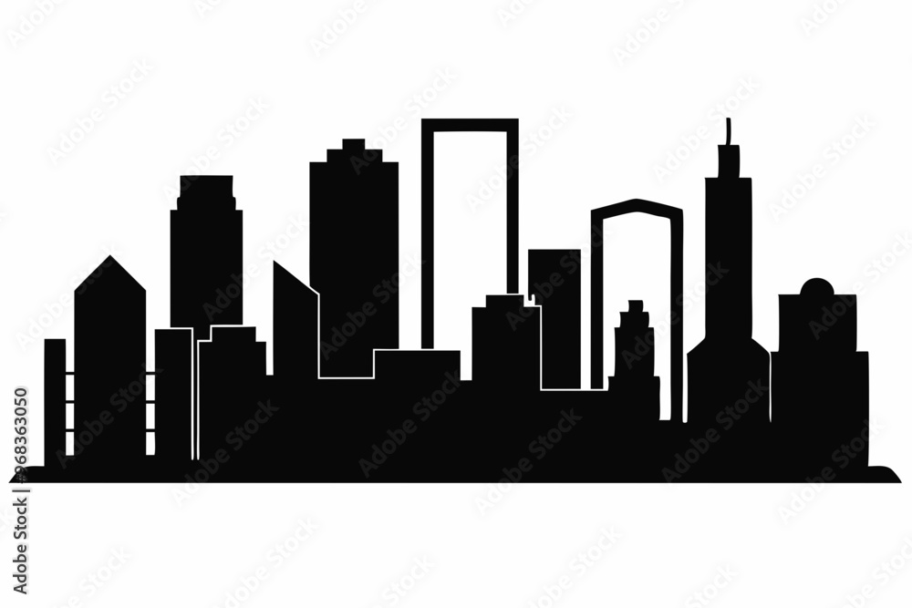 Naklejka premium Houston City Skyline Silhouette, City buildings black Silhouette vector 